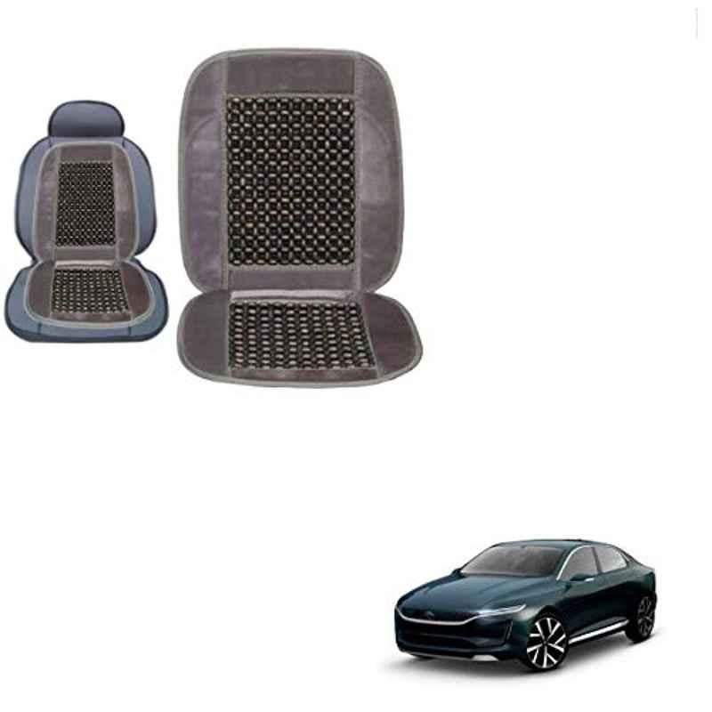 Kozdiko Wooden Bead Seat with Grey Velvet Border for Tata Evision