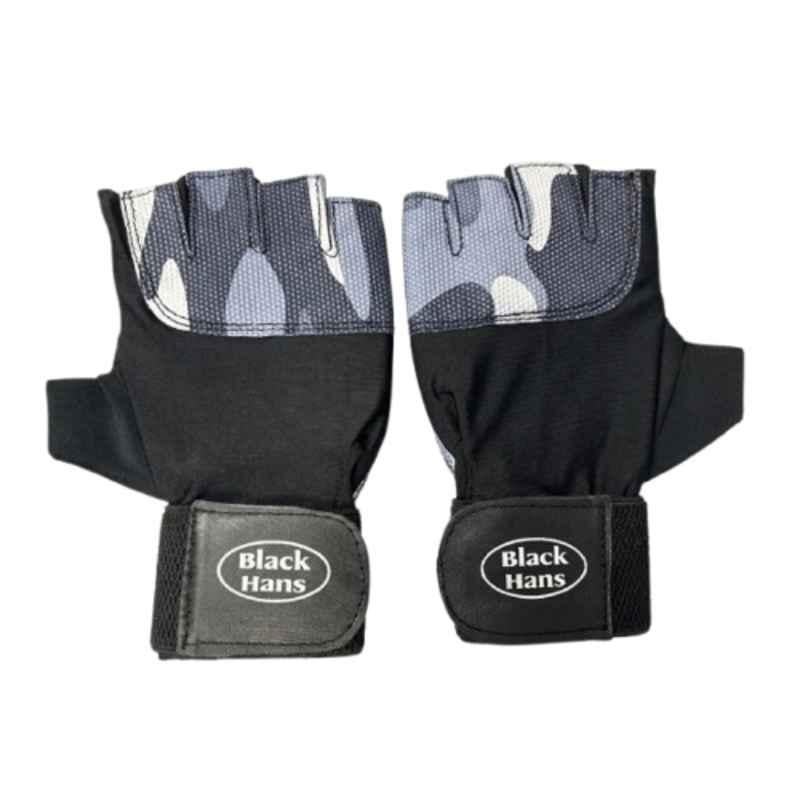 Fairbizps FBG195 Cotton Black Gym Gloves with Wrist Support for Men & Women, Size: L