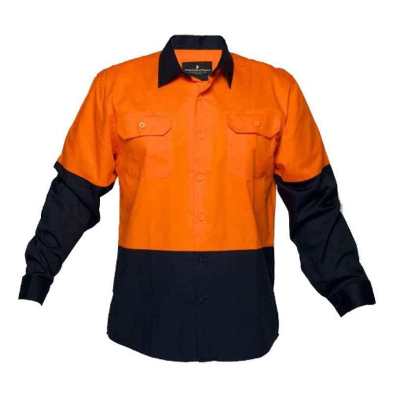 Superb Uniforms Cotton Orange & Navy Long Sleeves Work Out Shirt, SUW/ON/WSLS-02, Size: M