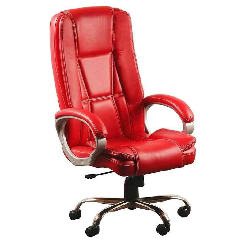 Chair Garage PU Leatherette Red Adjustable Height Office Chair with Back Support, CG154