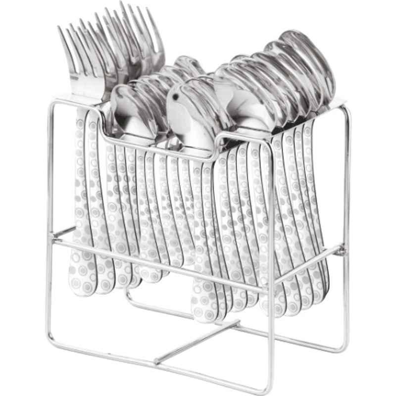Steel Edge 24 Pcs Stainless Steel Volga Cutlery Set with Stand