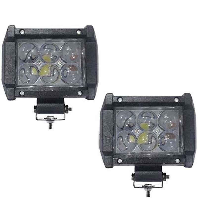 AllExtreme EX6OL2P 2 Pcs 6 LED 4 inch 18W Osram White CREE High Beam Lens Waterproof Fog Light Bar Set