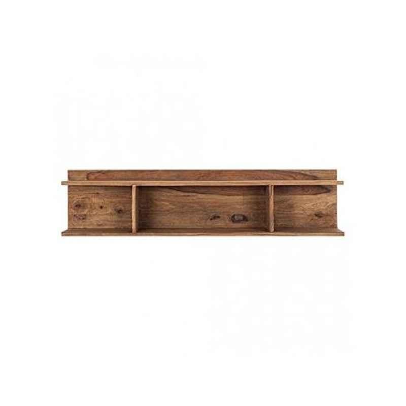 Angel Furniture 105x30x18cm Honey Glossy Finish Sheesham Wood Open Storage Wall Shelf, AF-179H