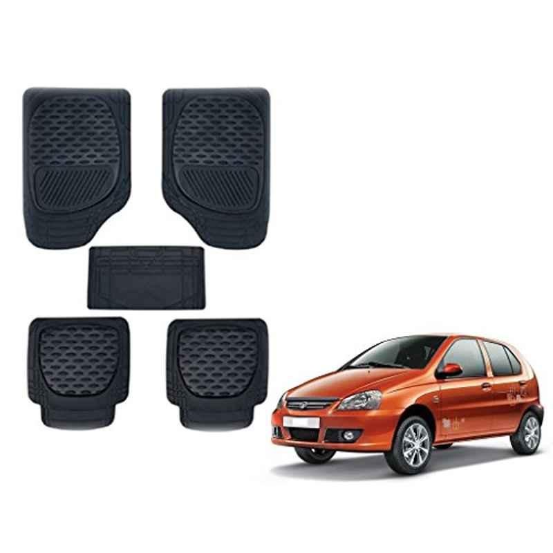 Kozdiko 6255TW 5 Pcs PVC & Rubber Black Car Mat Set for Tata Indica