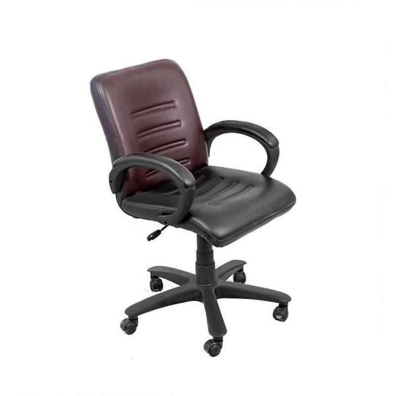 Saroj Medium Back Leatherette Magenta Black Office Chair, SE003