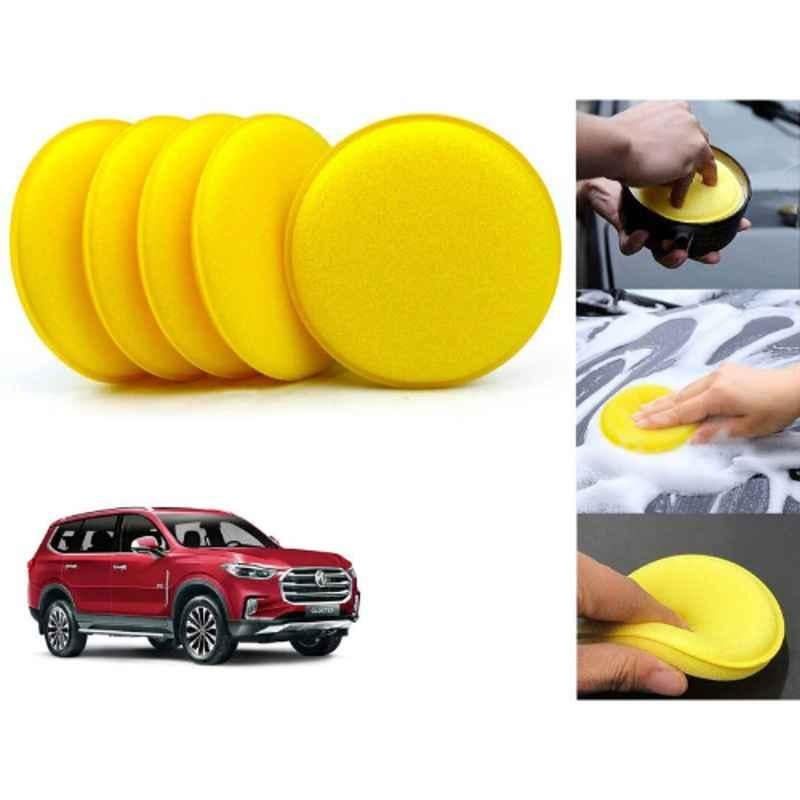 Auto Pearl Polyurethane Beige Washing & Waxing Polish Foam Sponge for Gloster (Pack of 5)