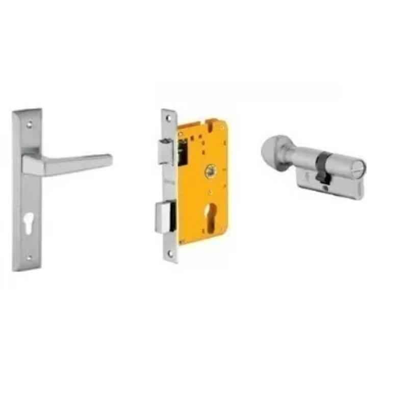 Dorset HL Series Atina 70mm Stainless Steel Silver Chrome Finish Door Handle Lock Set with Coin & Knob (Pack of 4)