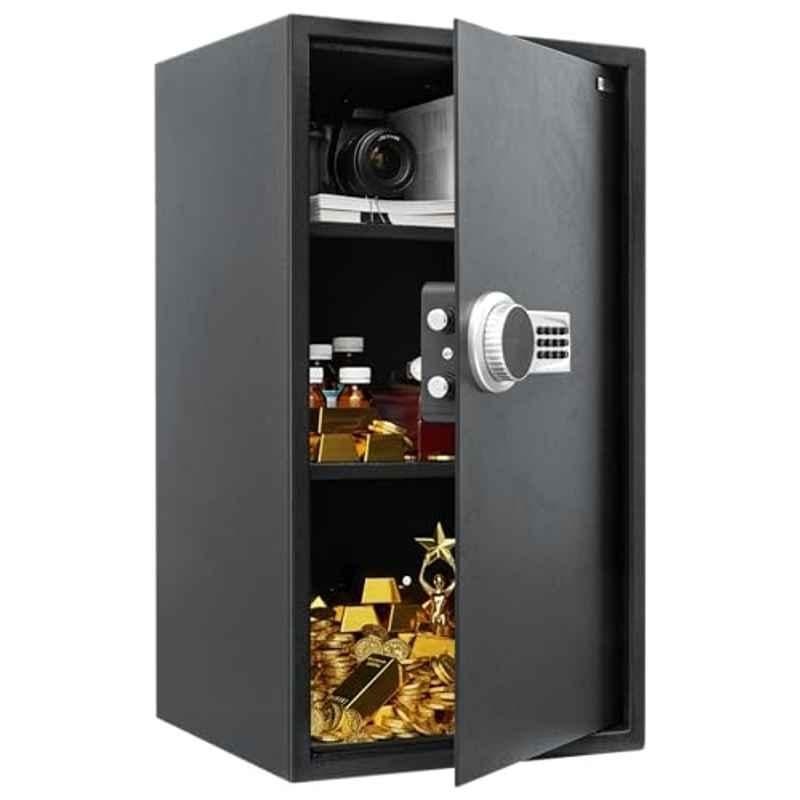 Plantex 108 Litre Metal Grey Biometric Safe Locker for Home with Touch Screen Display & Dual Code Access Master & Emergency Key, APS-75EZ