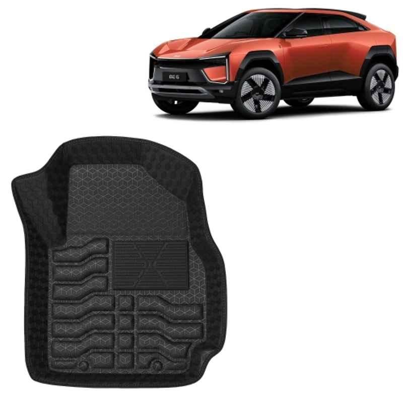 Kingsway 3 Pcs Premium 4.5D 100% Waterproof Tray Shape PVC Black Car Floor Mat Set for Mahindra BE 6 2025 Onwards All Model