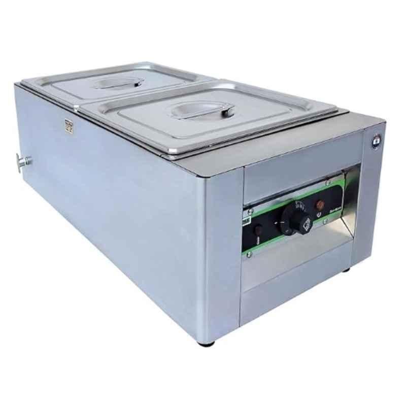 Adorma 16 Litre (2x8) 600W Heavy Gauge Stainless Steel SS304 Bain Marie with Water Tank, Drainage System & 1 Year Warranty, BM 16