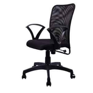 Woodberg Astra Black Medium Back Breathable Mesh Fabric Revolving Office Chair, WBM121BL