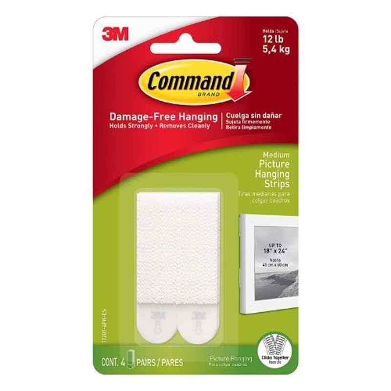 3M Command Medium Foam White Picture Hanging Strips