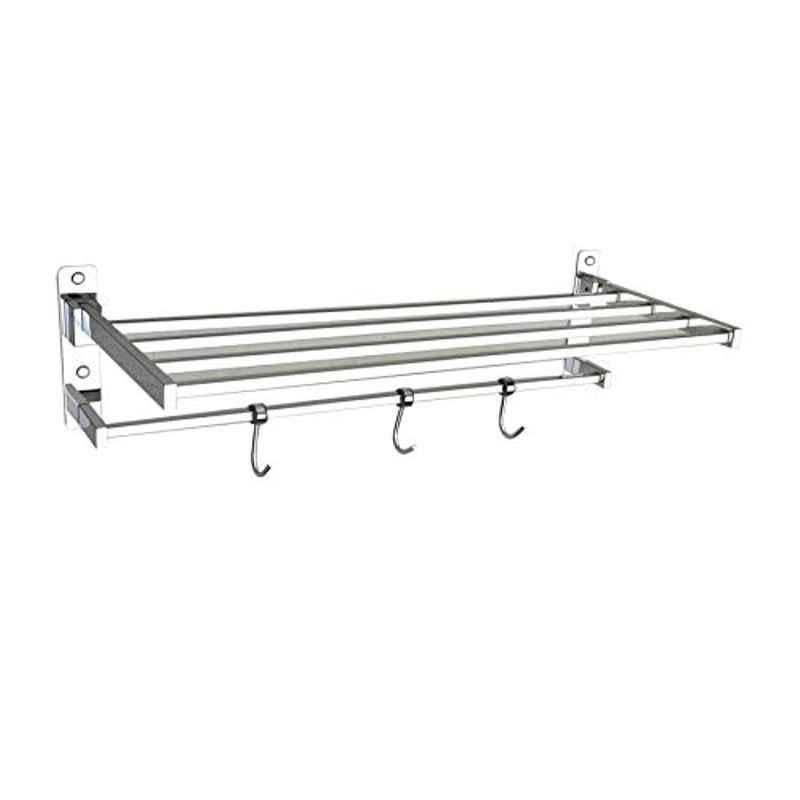 ZAP 24 inch Stainless Steel Chrome Finish Towel Holder with Hooks