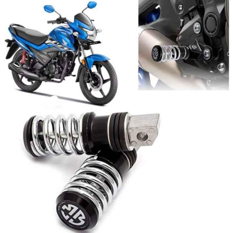 Auto Pearl 2 Pcs Steel Black Foot Rest Spring Coiled Set for Livo BS6