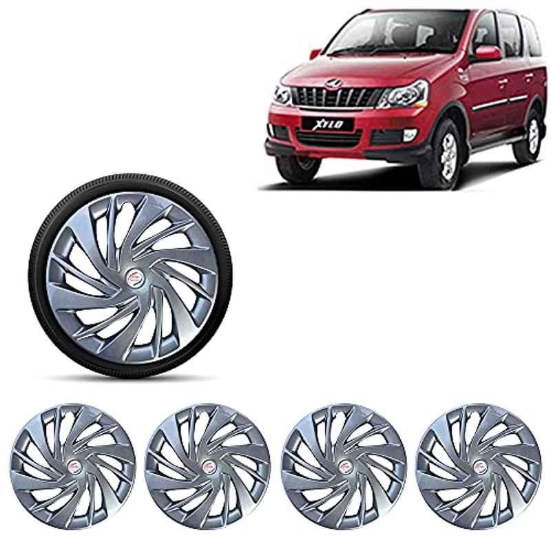 Auto Pearl 4 Pcs 15 inch ABS Silver Car Wheel Cover Set for Mahindra Xylo