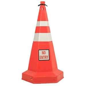 Ladwa 770mm Plastic Red Road Traffic Safety Cone with No Entry Sign