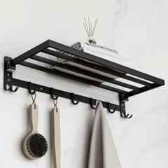 Plantex Stainless Steel Folding Towel Rack/Towel Holder/Towel Bar/24 inch Towel Stand for Bathroom/Bathroom Accessories APS-1318, Black