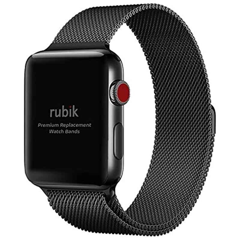 Buy Rubik Metal Black Magnetic Mesh Strap for Apple WatchOnline at