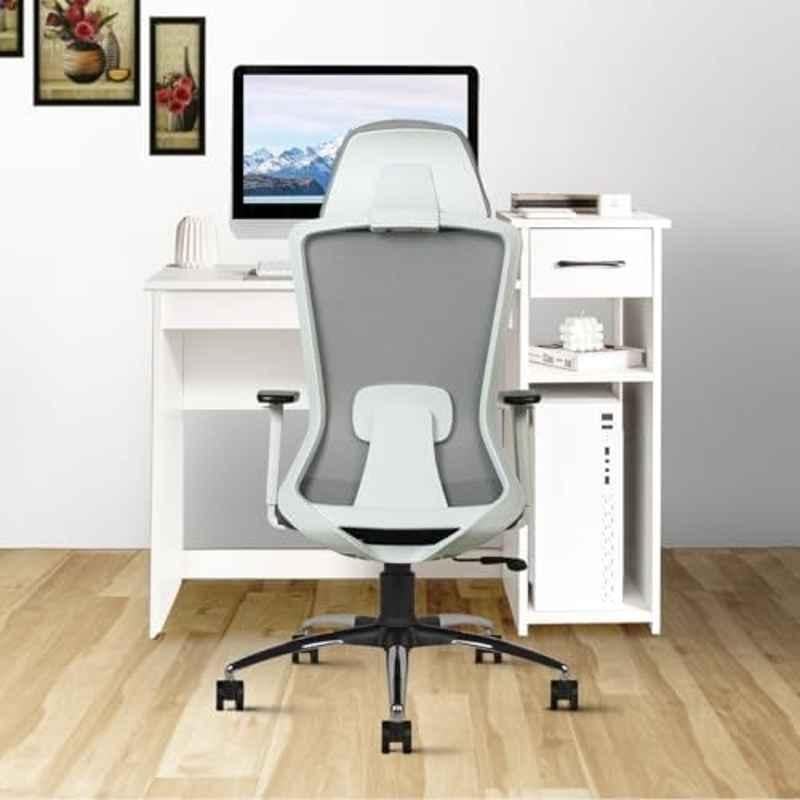 Cellbell Ergoglide Mesh High Back White Ergonomic Chair with Lumbar Support & Height Adjustable, CBHKFOC1300