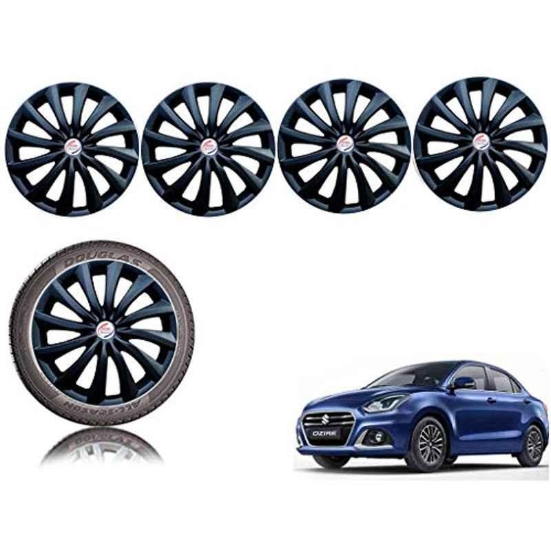 Auto Pearl 4 Pcs 14 inch Black ABS Hubcap Wheel Cover Set with Retention Ring for Maruti Suzuki SwiftDzire2020