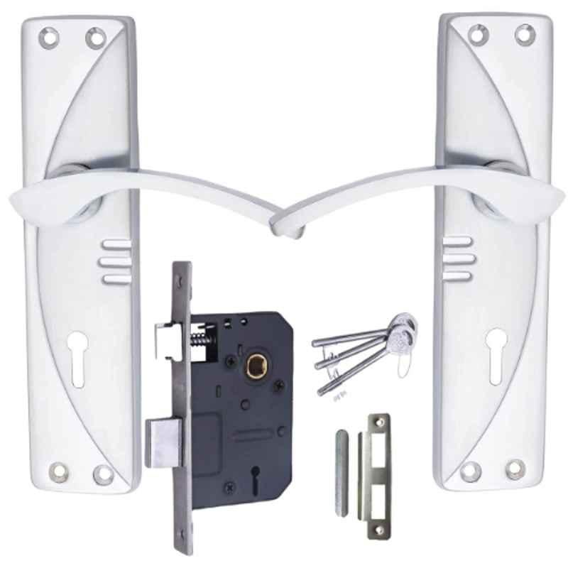 ATOM 7 inch Brass & Iron Chrome Plated Matt Finish Mortise Door Lock Set, MH-1003-KY-CP