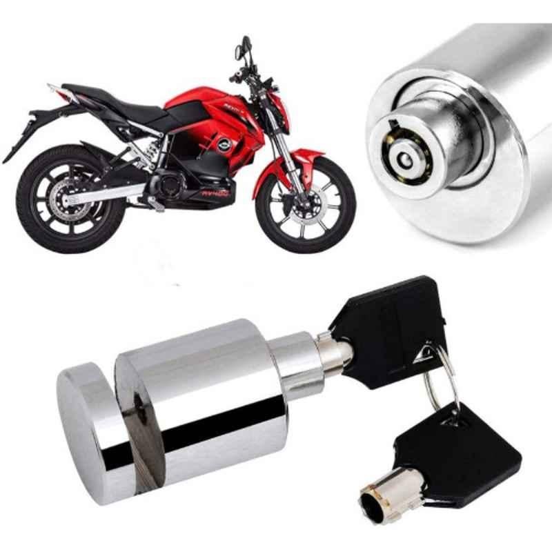Auto Pearl Stainless Steel Silver Heavy Duty Anti Theft Motorcycle Disc Brake Lock, Lock-349