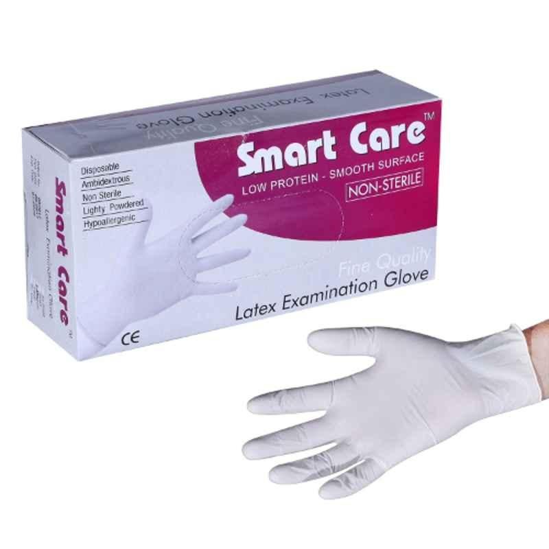 Smart Care G-1M Latex Examination Powdered Gloves, Size: M (Pack of 100)