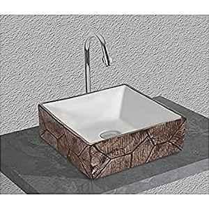 Uken Wash Basin, Table Top Ceramic Wash Basin, Table Top Ceramic Wash Basin For Bathroom, Table Top Wash Basin For Living Room (Coral-402)