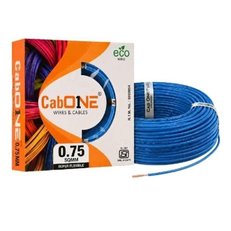 CabONE 0.75Sqmm Blue FR PVC Multistrand CCA Electrical Wire, CabONE003, Length: 90 m