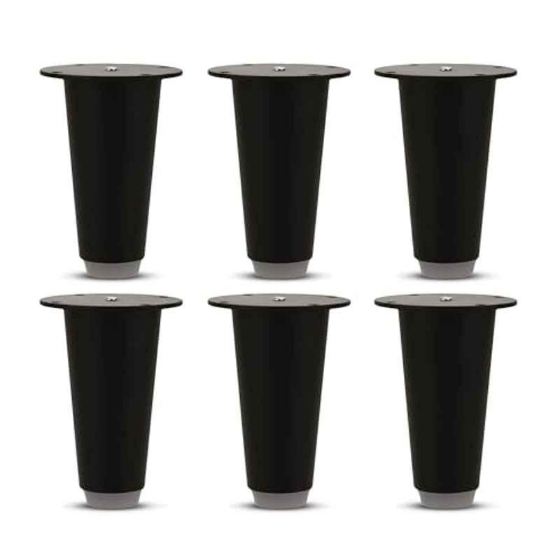 Plantex 4 inch Stainless Steel Black Long Sofa Legs with Rubber Grip (Pack of 6)