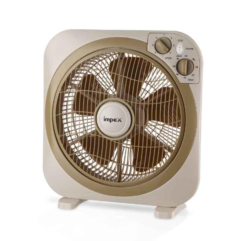 Impex 50W 12 inch White & Brown Box Fan with 3 Speed Modes, BF 7512