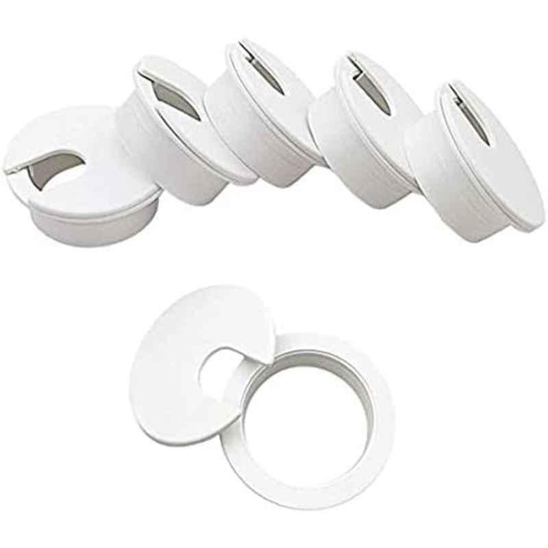 Abbasali 6 Pcs 1-3/8 inch Plastic White Wire Cord Cable Grommets Hole Cover Set