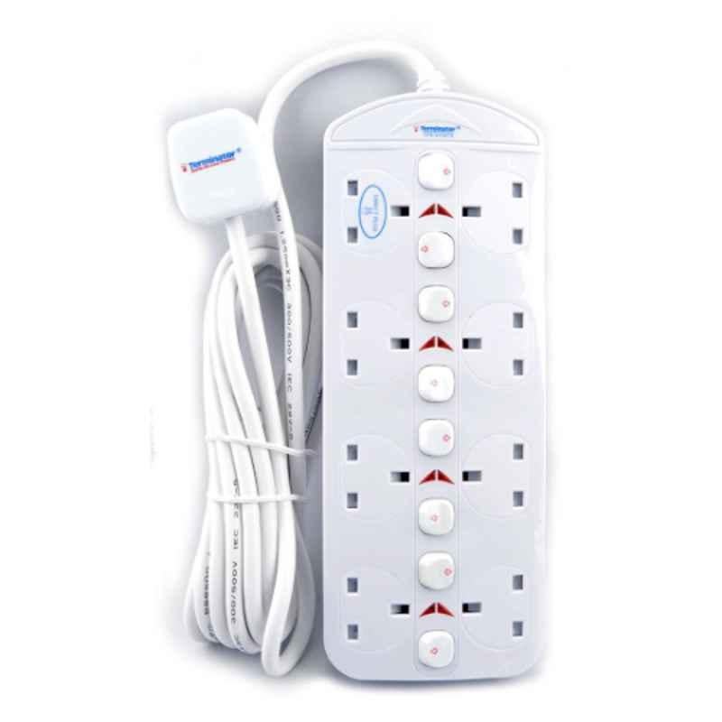 Terminator 3m 13A 8 Way Double Side UK Power Extension Socket, TPB-838HUK