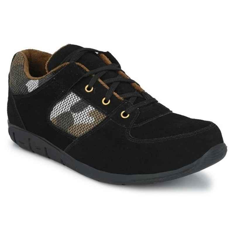 ArmaDuro AD1005 Suede Leather Steel Toe Black Work Safety Shoes, Size: 10