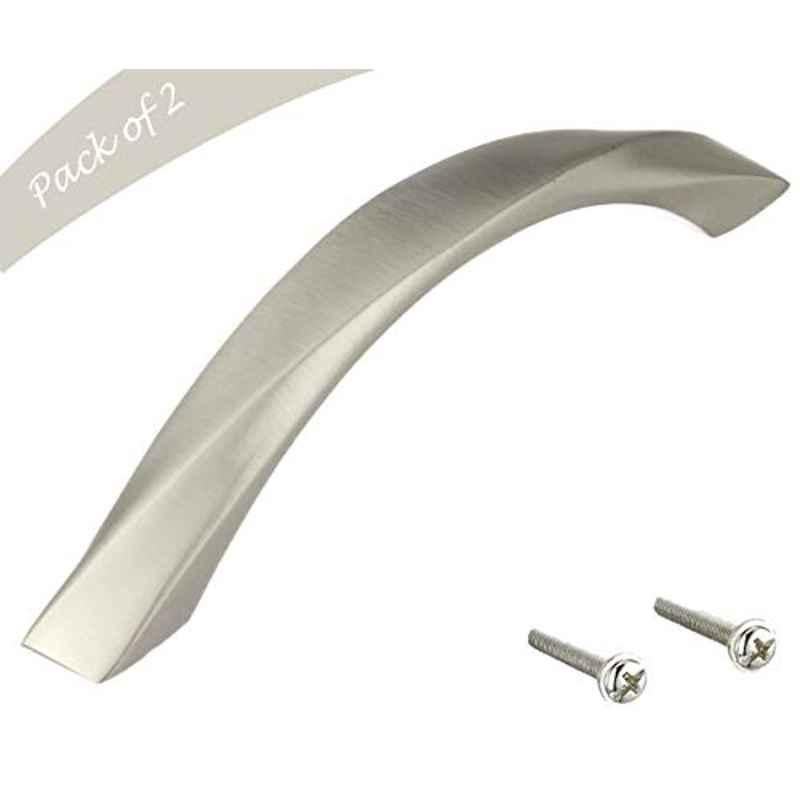Aquieen 96mm Malleable Silver Matte Wardrobe Cabinet Pull Handle, KL-708-96 (Pack of 2)
