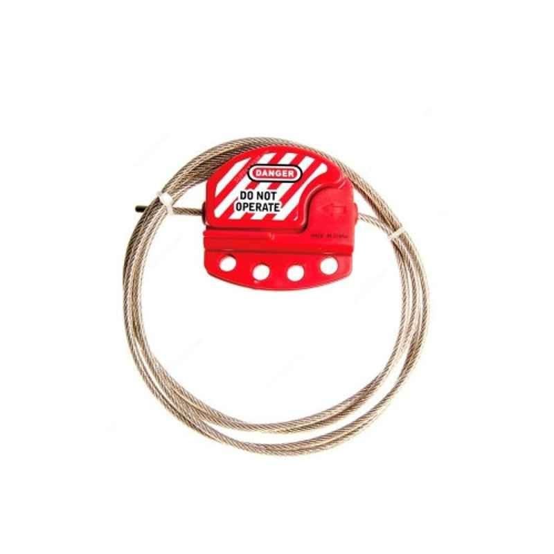 Loto-Lok 4mmx1.8m Stainless Steel Red Adjustable Cable Lockout, CL-6F-4MC