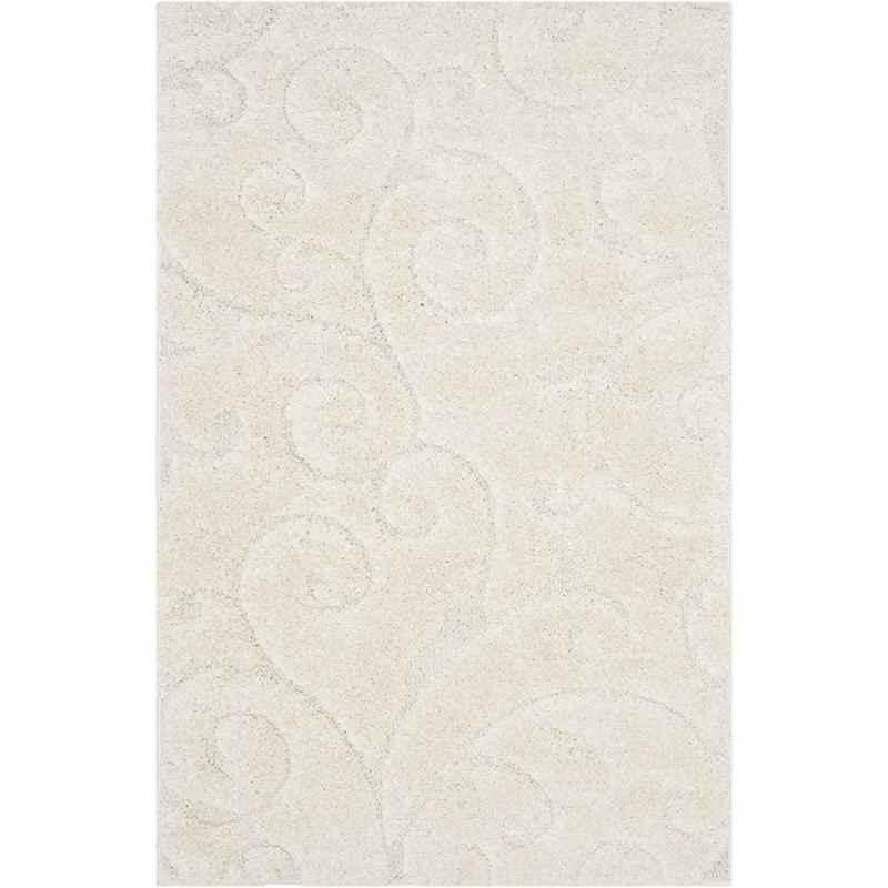 Carpetify 3x5ft Cream Grand Swirl Shaggy Carpet, 1224YR0KUBW