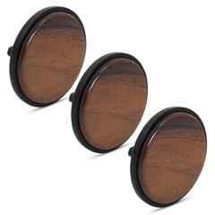 Plantex Knobs for Drawer | Round Drawer Knobs | Knobs for Cabinets | Pull-Push Knobs for Kitchen | Wardrobe Drawer Knobs- (Pack of 3) Big, Black & Wood