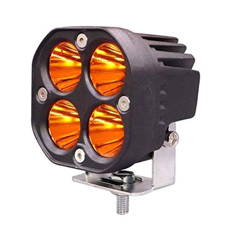 AllExtreme Ex40Ly1 4 Led Fog Light Super Bright Spot Flood Beam Driving Lamp For Motorcycle Cars Bikes & Suv (40W, Amber Light)