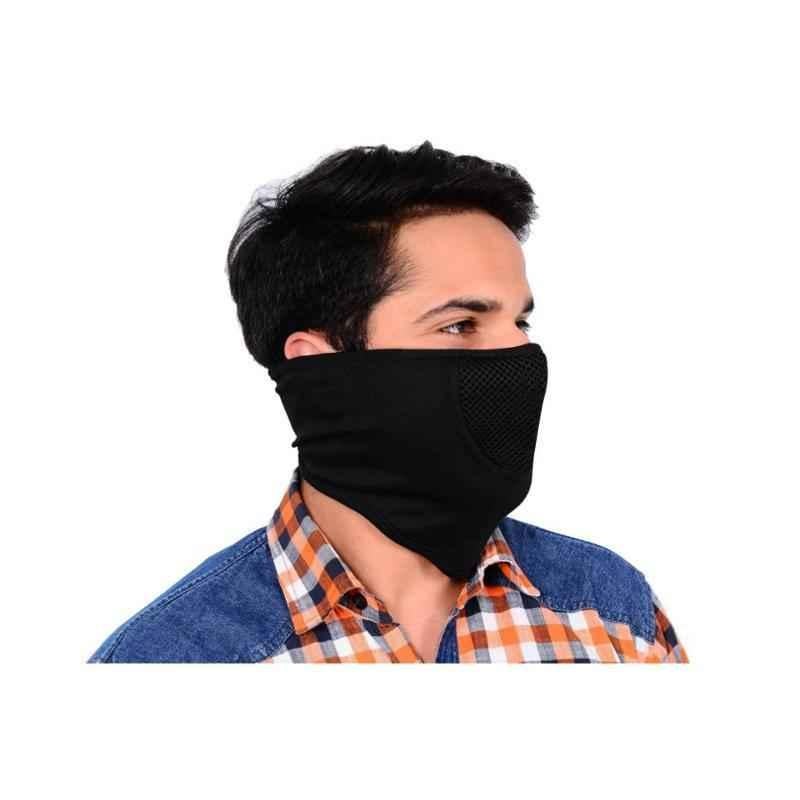 Safies Black Spandex Half Face Mask for Driver & Rider (Pack of 12)