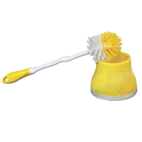 Buy Gebi Richline Yellow Plastic Round Toilet Brush with Container