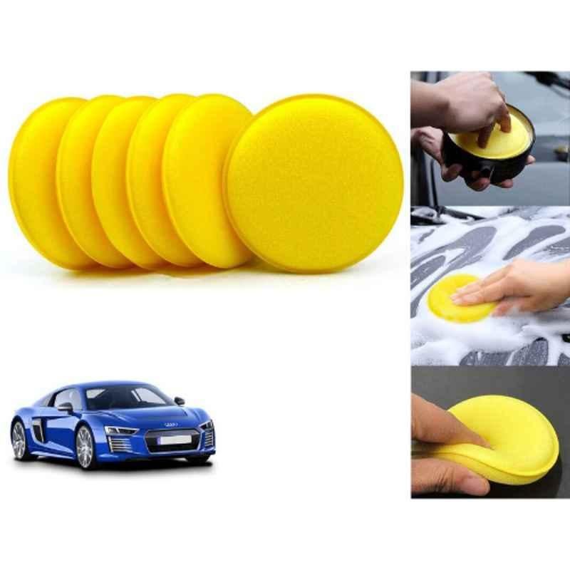 Auto Pearl Polyurethane Beige Washing & Waxing Polish Foam Sponge for R8 (Pack of 6)