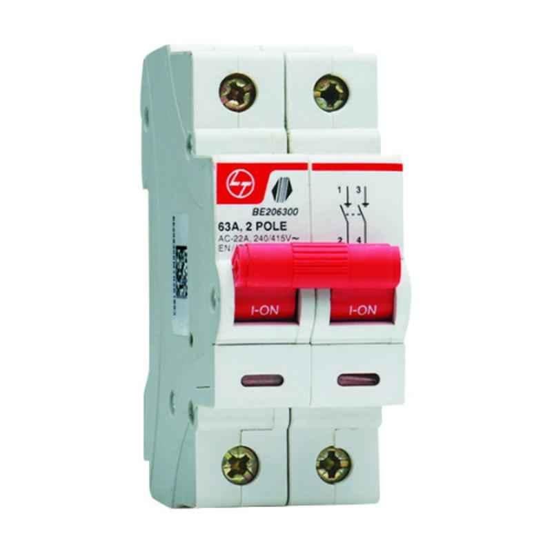 L&T Tripper 63A Double Pole Isolator, BE206300
