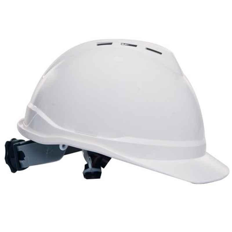 Darit White ABS Ratchet Textile Safety Helmet with Foam Sweatband, ES-246