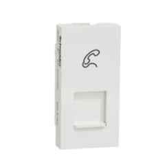 Schneider Electric Unica Pure 1 Module Polar White RJ11 Socket with Shutter, UNSRJ11_1M_WE