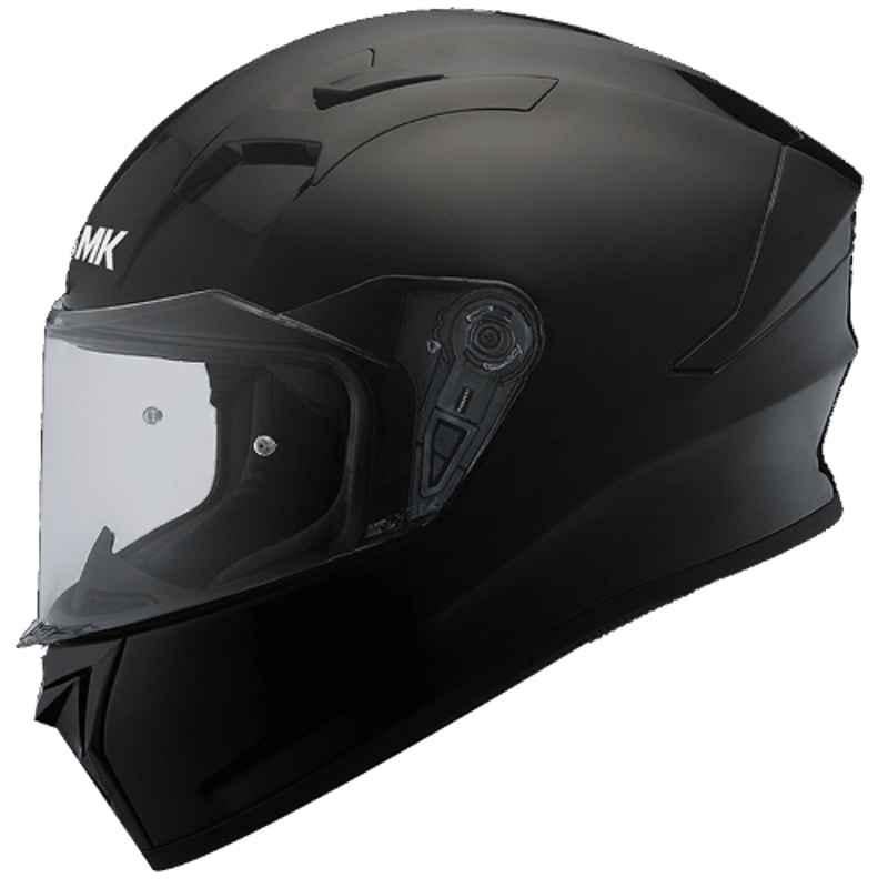 SMK Stellar Unicolour Black Full Face Motorbike Helmet, GL200, Size: Extra Large