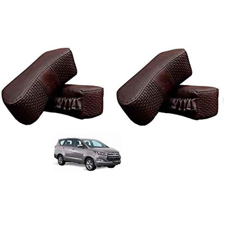 Kozdiko 4 Pcs CV Designer Cola Leatherite Neck Rest Car Cushion Pillow Set for Toyota Innova Crysta
