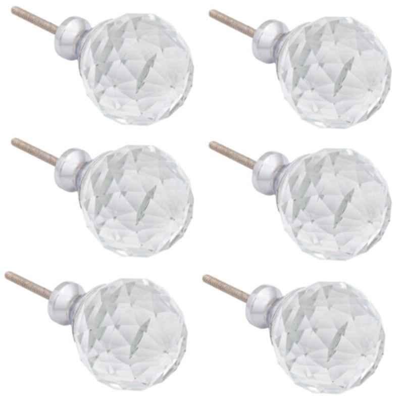Atom GK002 1.25 inch Clear Crystal Glass Cabinet Door knob (Pack of 6)