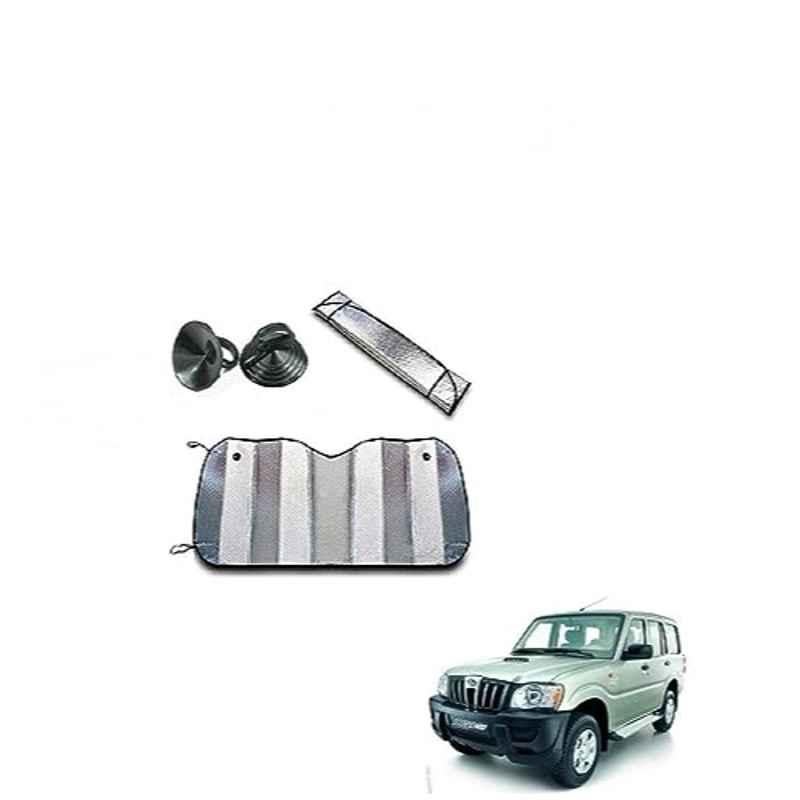 Kozdiko Aluminium Foil UV Protection Silver Windshield Sun Shade for Mahindra Old Scorpio