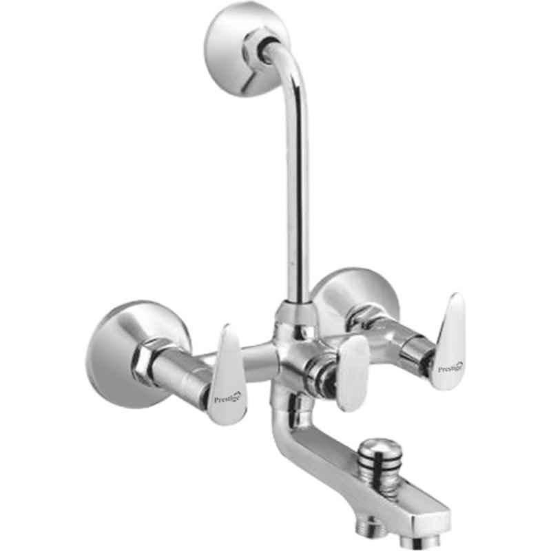Prestige Slim Brass Chrome Finish 3 in 1 Wall Mixer with Bend